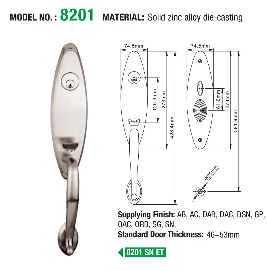 FUYU durable door lock design with latch for shop 8