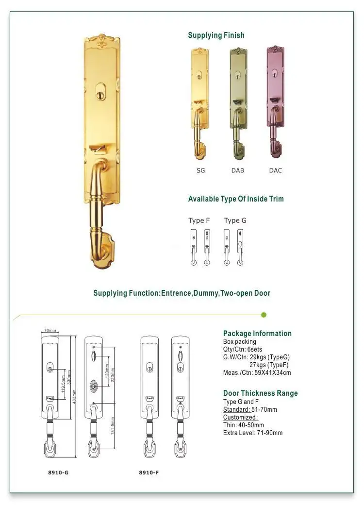 FUYU custom zinc alloy mortise handle door lock on sale for indoor 2