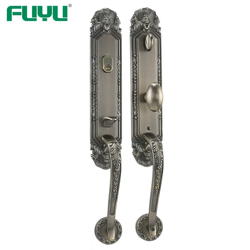 Antique brass front door lock 1