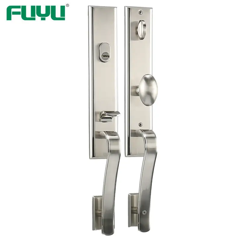 Satin nickel modern style entrance door lock 1