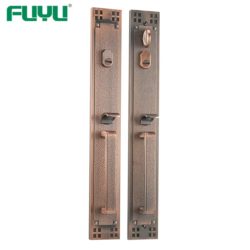 Retro style villa door grip handle lock set 1