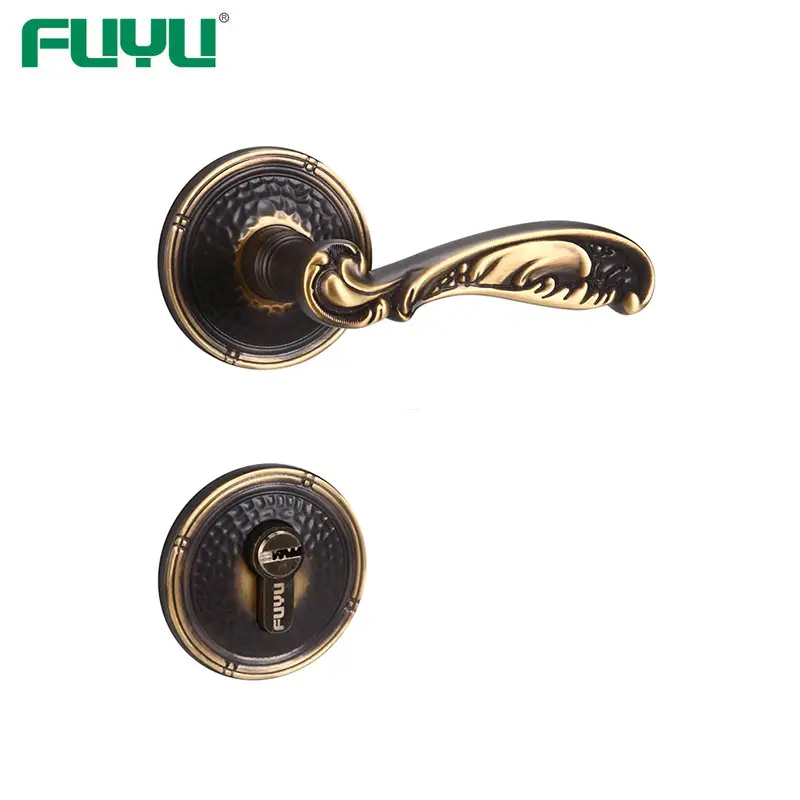 Brass lever security door handle lock 1