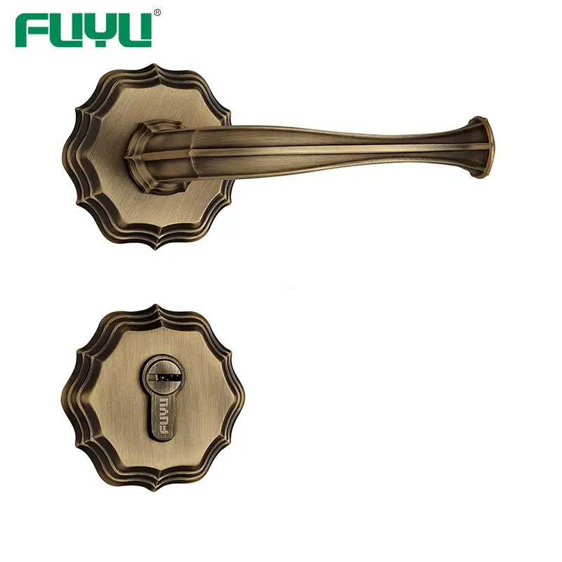 Brass rose lever handle lock 1