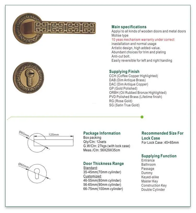 durable brass door locks and handles entrance with latch for shop 2