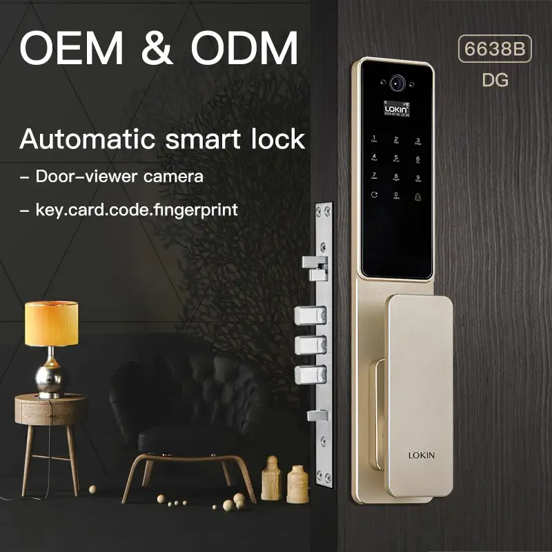 Automatic unlock fingerprint door lock with camera 1