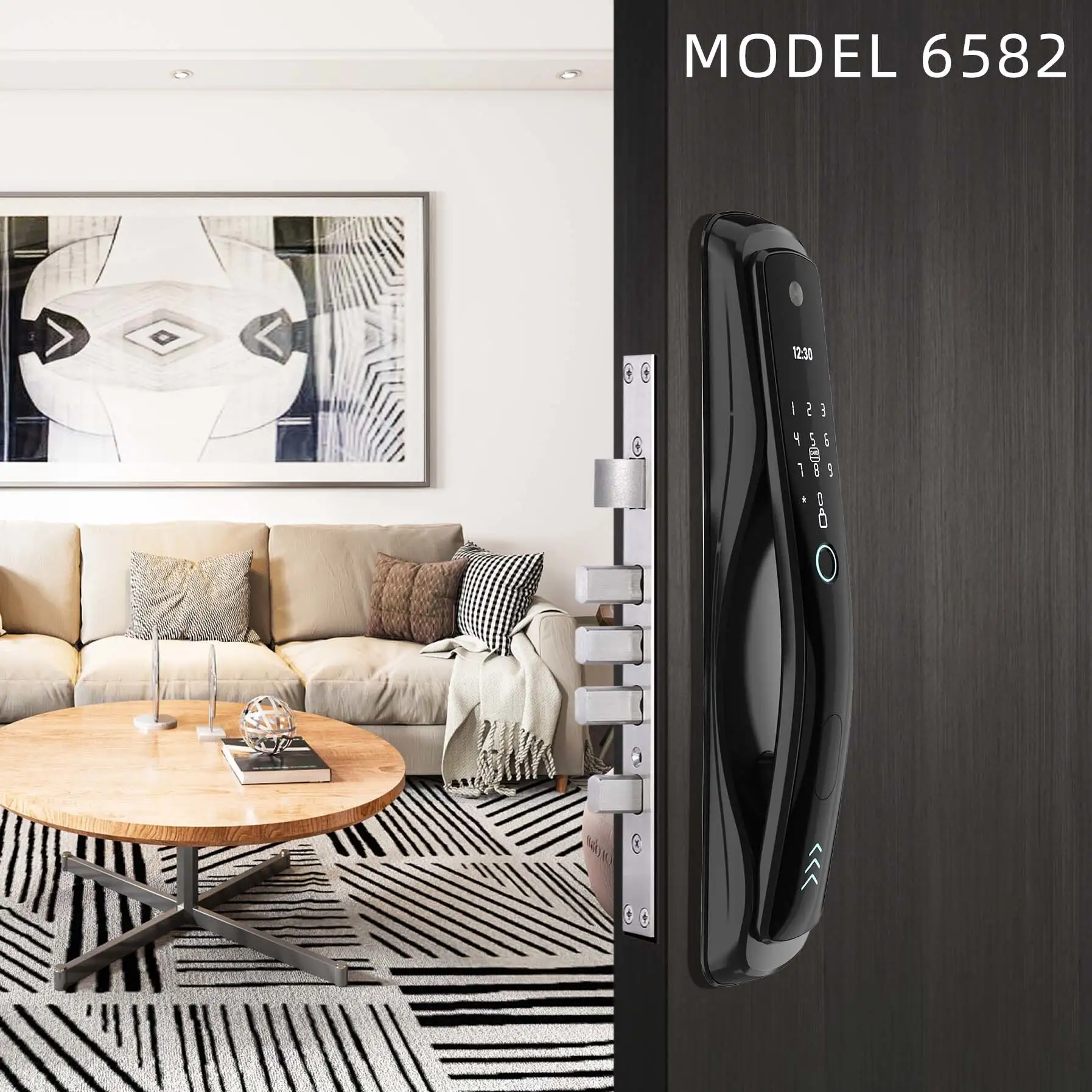 Smart Fingerprint door-viewer camera and built-in doorbell door lock 1