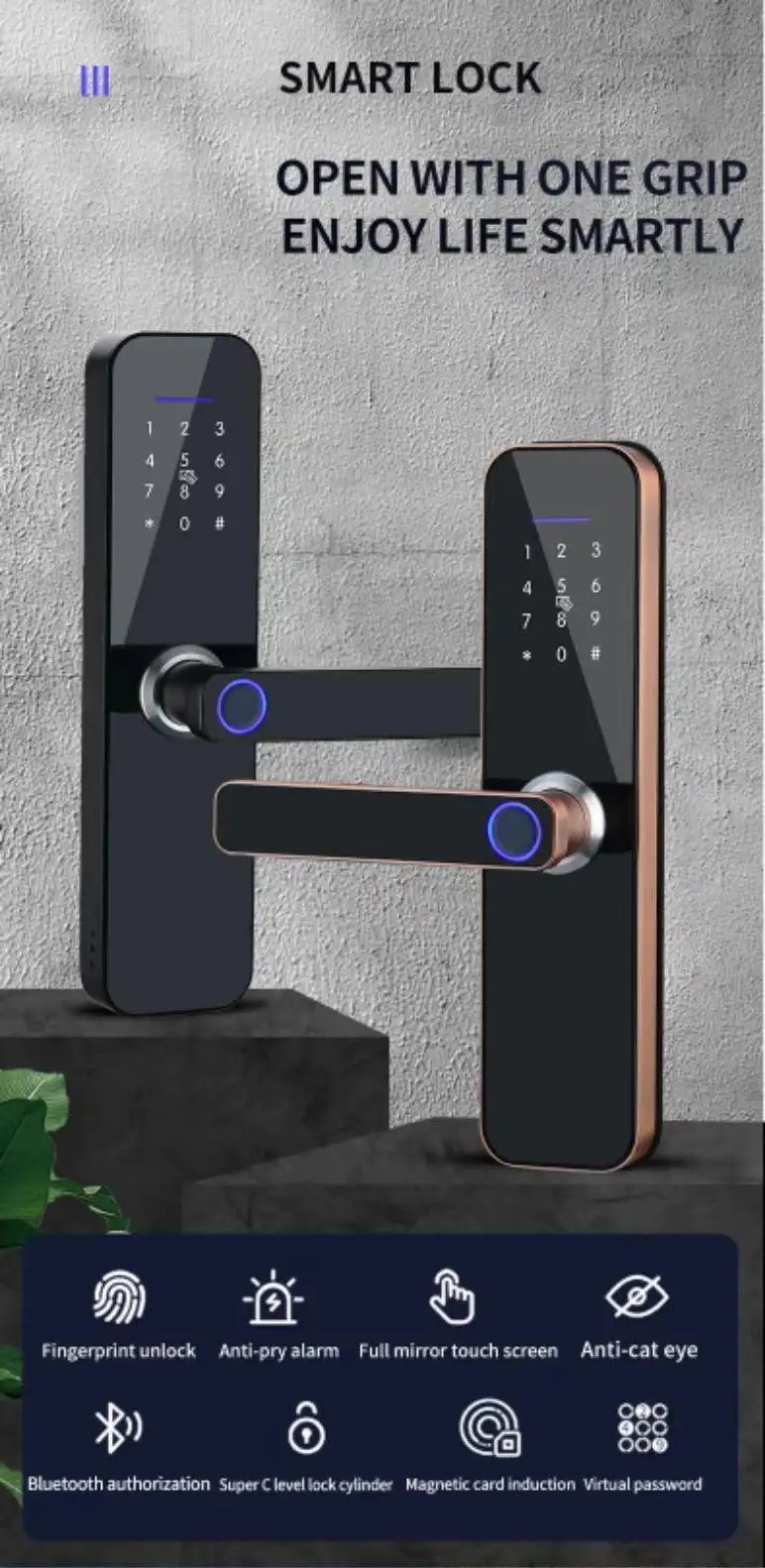 durable smart lock for apartment door suppliers for entry door 2