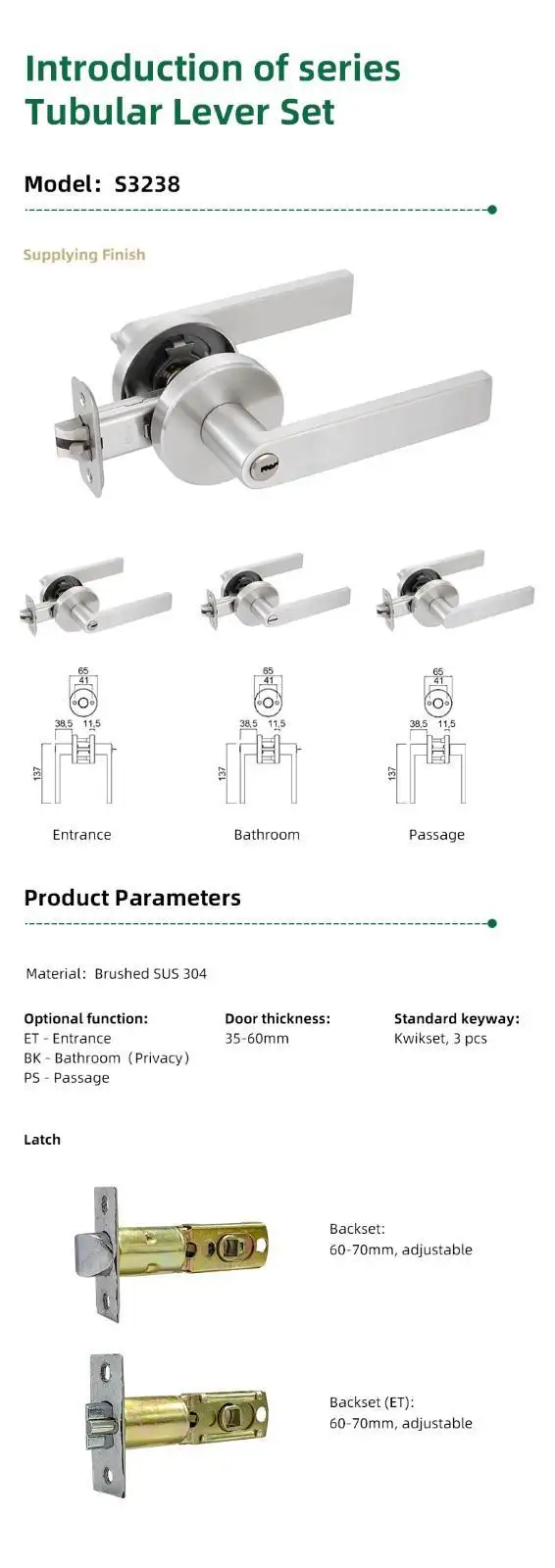 top front door handles and locks extremely security for toilet 2