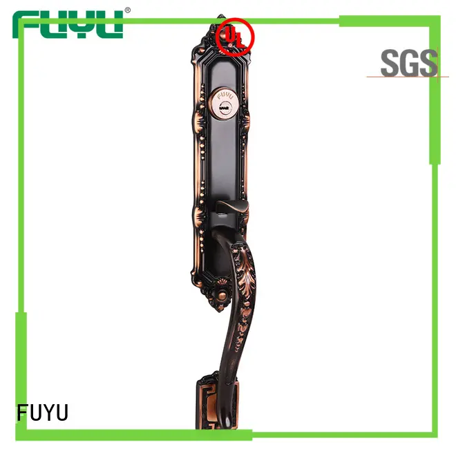 FUYU durable brass bathroom door handles with lock plain for home 1
