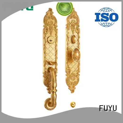 Gold finish brass handle entrance door lock for residential house 1