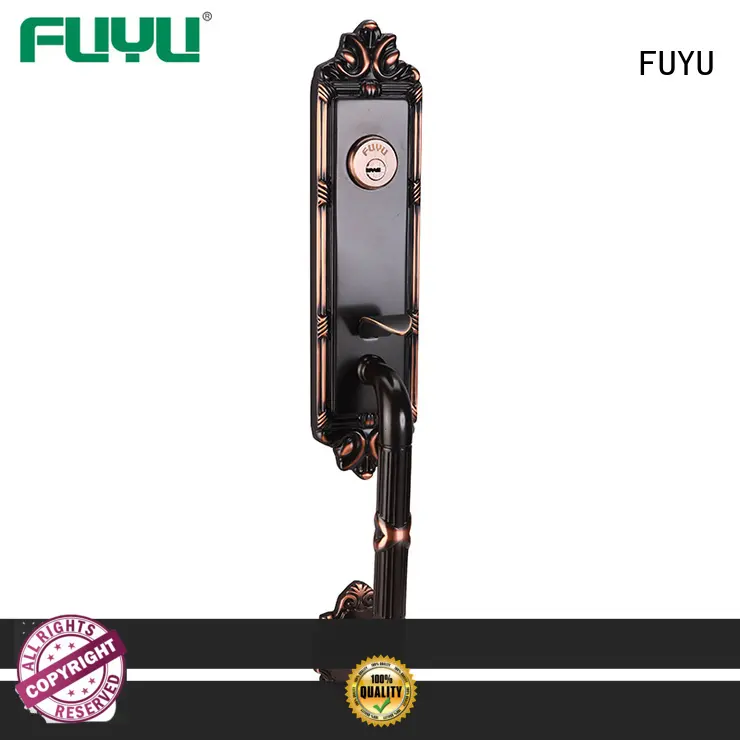 FUYU high security brass bathroom door handles with lock with latch for shop 1