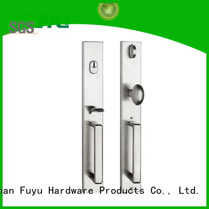 FUYU double stainless steel handle door locks extremely security for shop 1