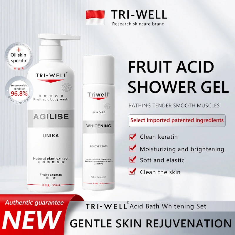 salicylic acid body wash TRI-WELL  Fruit Acid Shower Gel Brighten, Exfoliate, Rejuvenate for body skin 1