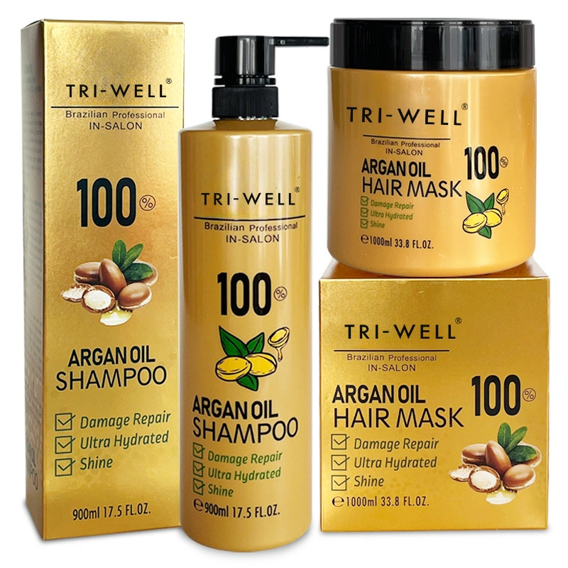 moisturizing hair mask and shampoo Brazilian Professional Argan Oil for Smooth, Hydrated ，Radiant 1