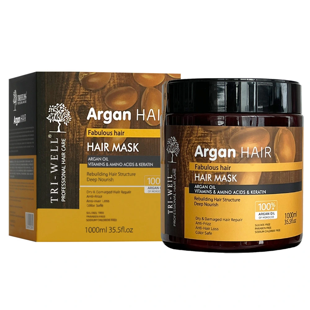 La mejor mascarilla para cabello rizado. Mascarilla capilar de queratina con aceite de argán marroquí. Reparación total para cabello seco, dañado y teñido. 1