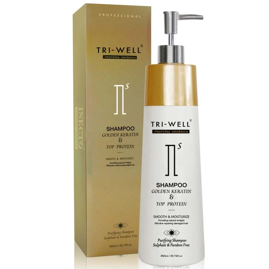 top hair products TRI-WELL Golden Keratin Pro Shampoo Ultimate Repair and Moisture for repair damage hair 1
