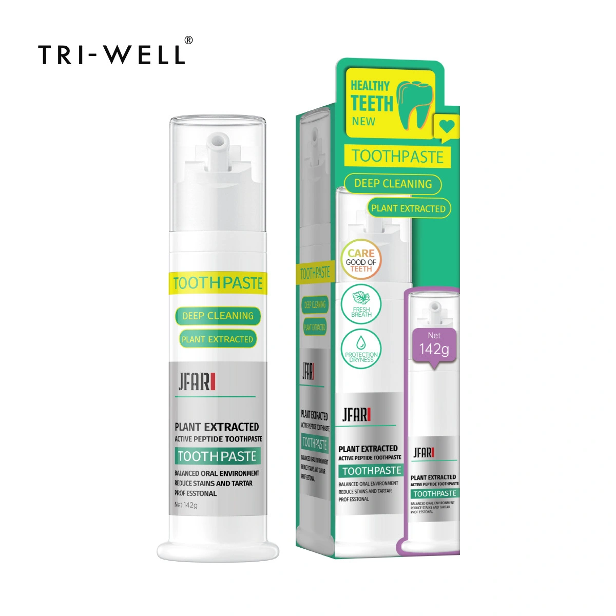 Plant Peptide Deep Clean Toothpaste - OEM/ODM Custom Formula with Gotu Kola & Coconut Oil for Gum Health + 99% Plaque Removal Subtitle: 1