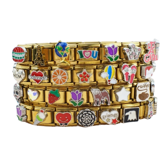 Stainless Steel Gold - Plate Italian charms Bracelet 1