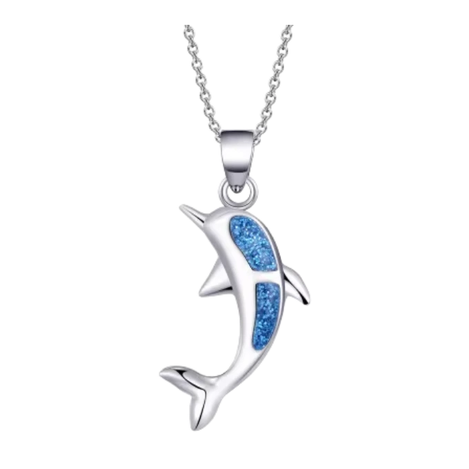 Silver Filled Sea Turtle Necklace Blue Opal Crystal Pendant for Women 1