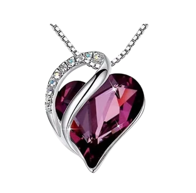 Infinity Love Necklace Channel Set Birthstone Heart Pendant for Women 1