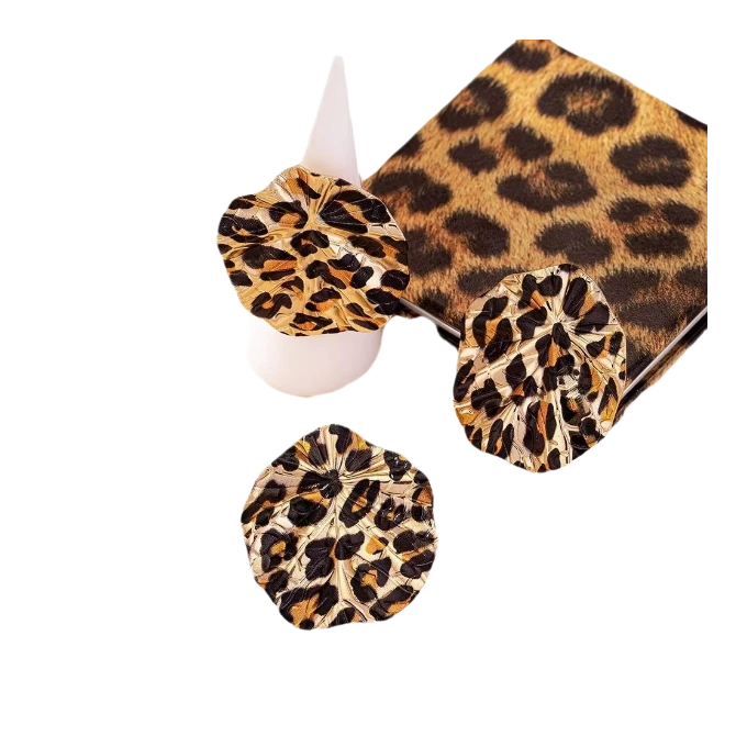Retro Geometric Leopard Pattern Alloy Stud Earring Ring Set for Women 1