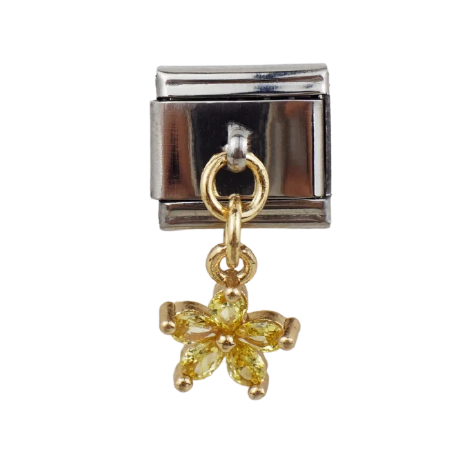 Italian Charms Bracelet Stainless Steel Diamond Flower Pendant Wholesale 1