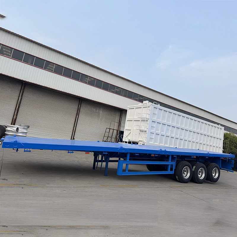 3-Axle Bule Flat Semi-Trailer, 40-60T, Customizable, Reliable Transport Solution 1