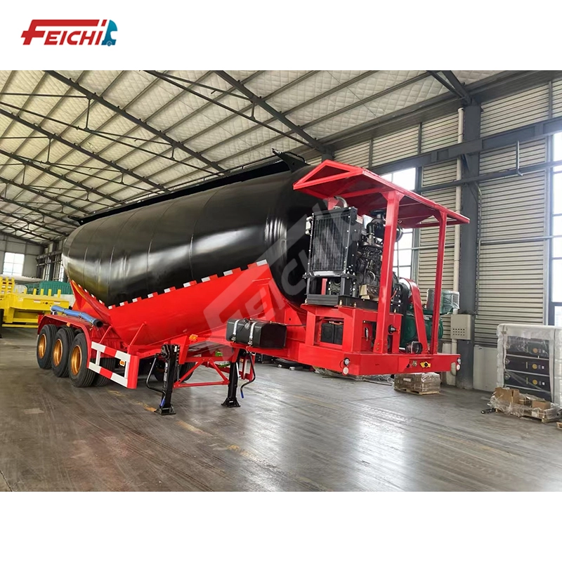 FeiChi 3 Axle Carbon Steel Cement Tank Trailer, 35 m³ V-Shape Bulk Cement Powder Transport 1