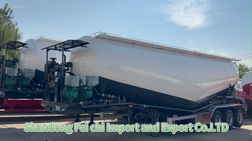Three-Axle Powder Tank Semi-Trailer, Diesel Engine,High-Strength Steel,Transport Coal Ash Powder 1