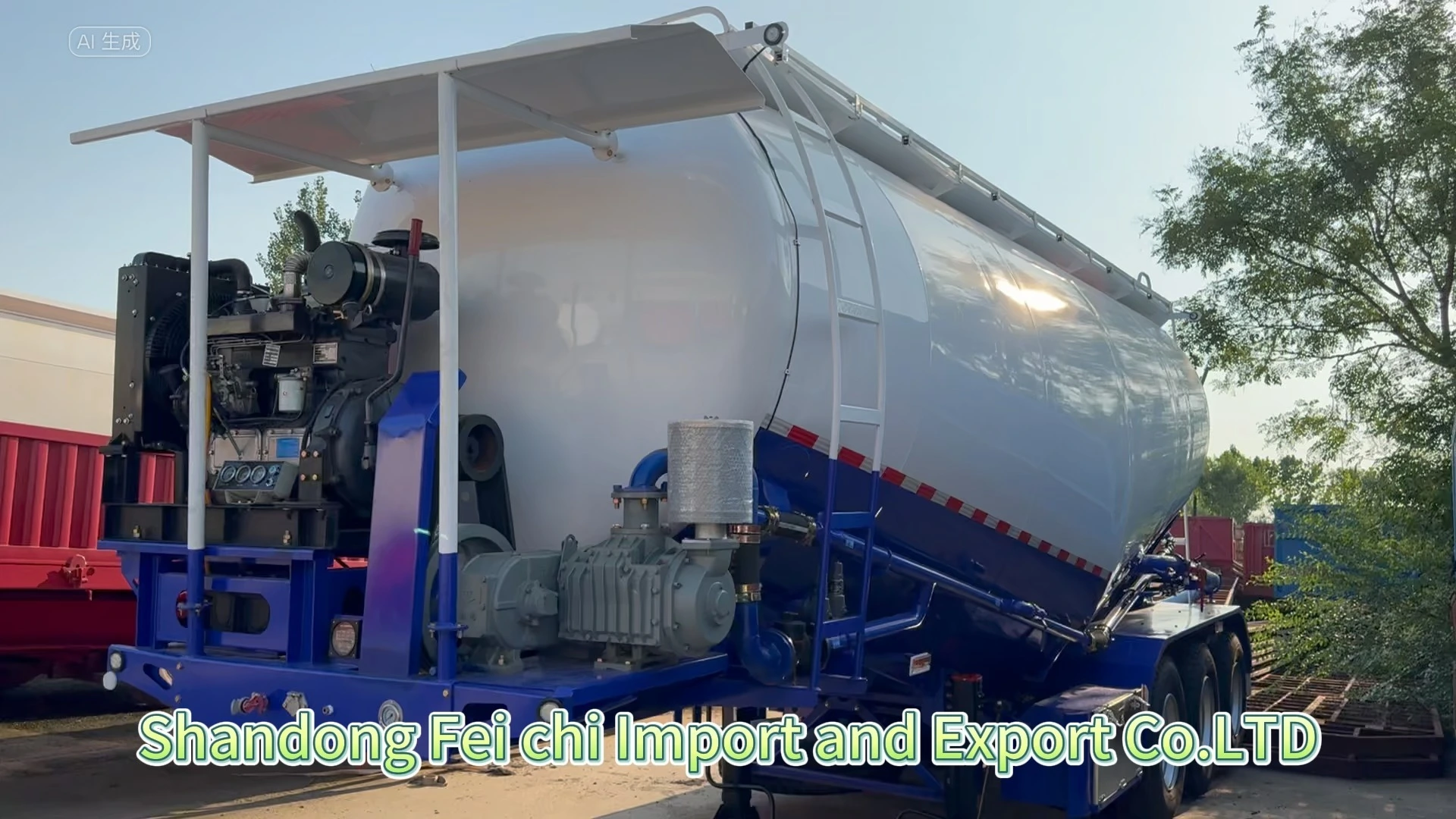 FeiChi 3 Axle 40m³ Bulk Cement Semi Trailer, Customizable Loading Capacity Cement Tanker Trailer 1