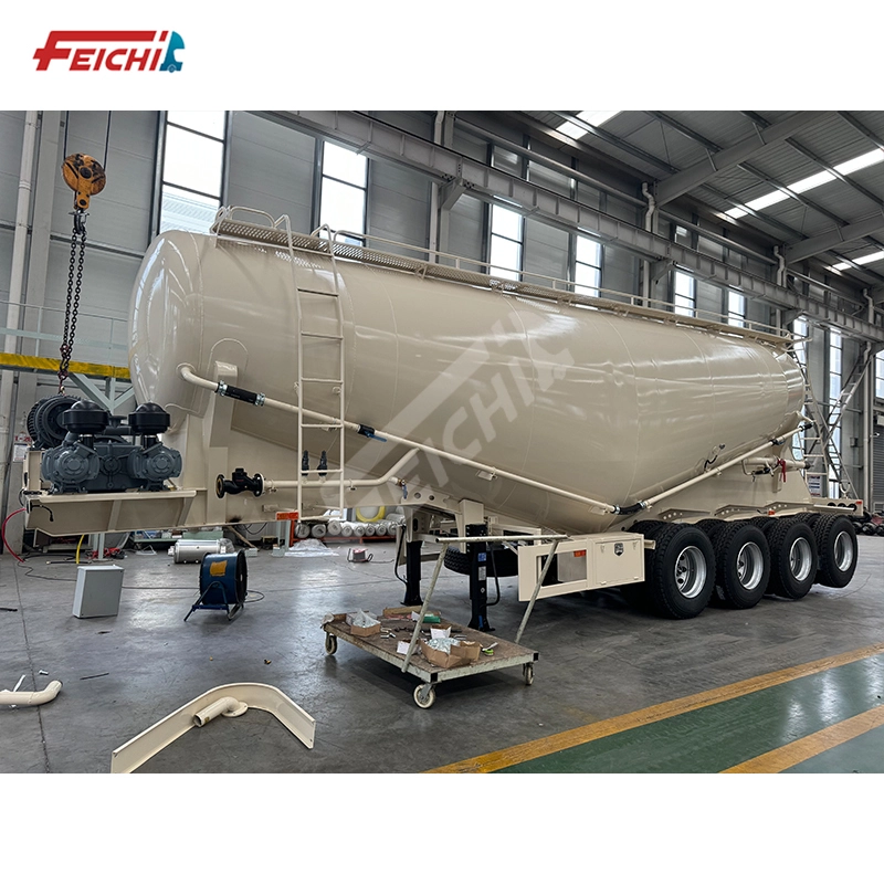 4 Axles 40 Cubic Meter Diesel Engine and air Compressor Bulk Cement Powder tank Semi Trailer 1