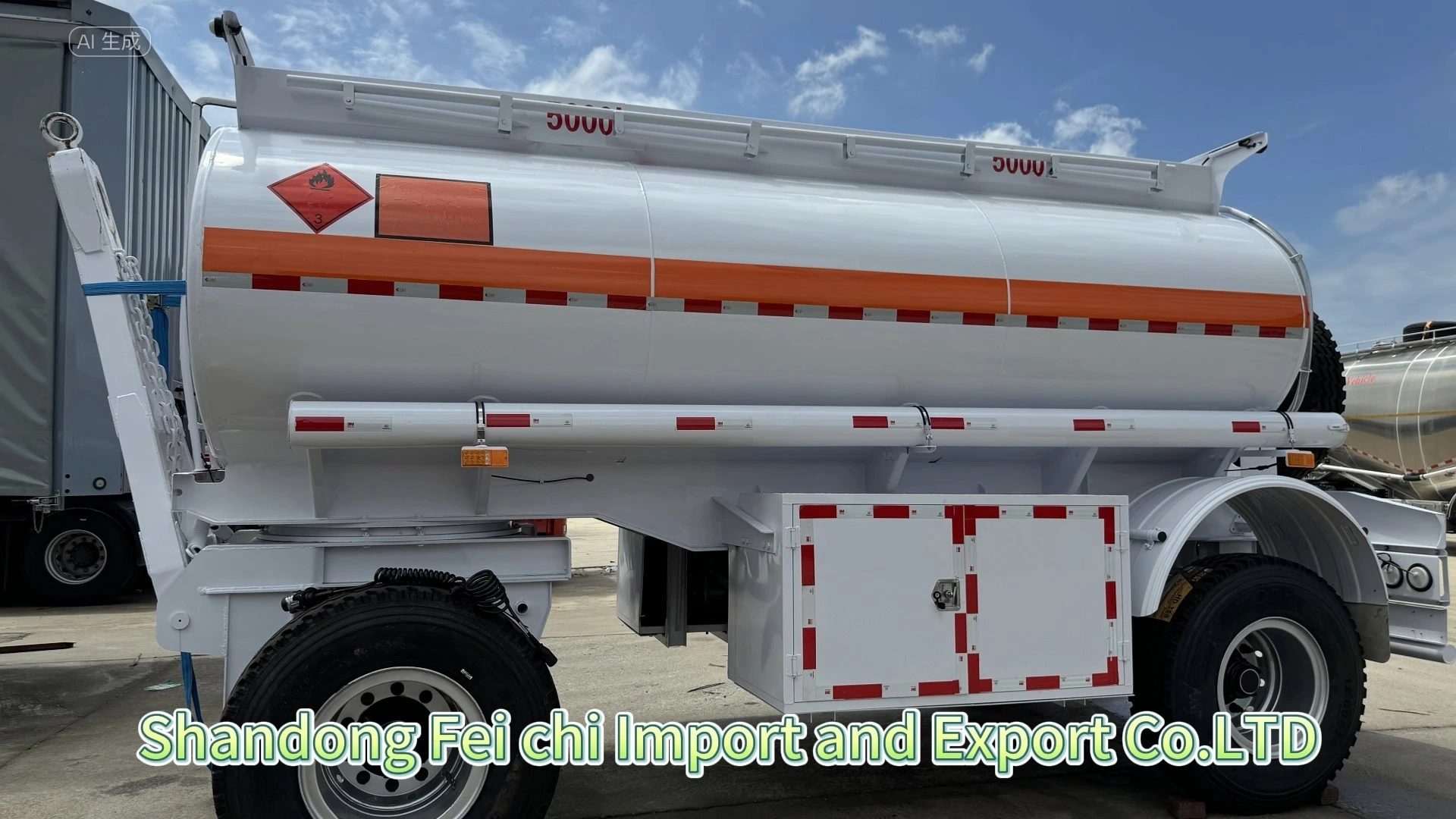FeiChi 2 Axle 10000L Fuel Tanker with Tow Bar Carbon Steel Material 1