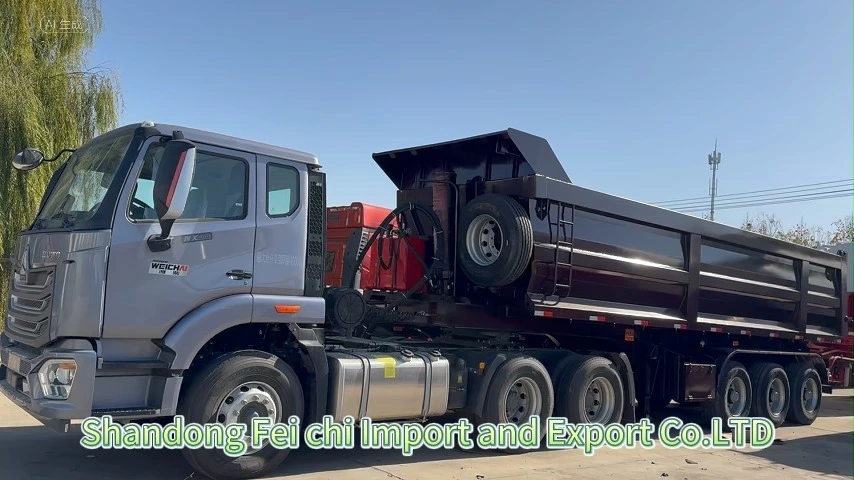 Rear Dump Semi-Trailer 3-Axles 60-80 Tons U-Type Transport Stone Coal Ore Rear Tipping Semi-Trailer 1