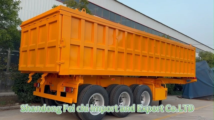Rear End Dump Semi Trailer 60 Ton 3 Axle Rectangle Hydraulic Dump Trailer Transport Coal Sand 1
