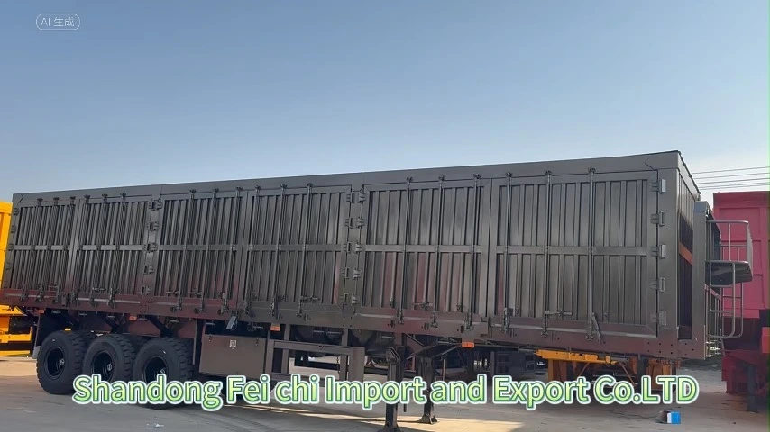FeiChi Box Semi Trailer 60 Tons,3 Axles Dry Van Box Truck Trailer,Bulk Goods Transport 1
