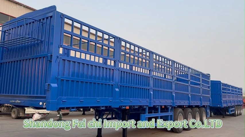 FeiChi 4 Axle Sidewall Semi Trailer,Bulk Cargo Grain Transport,80-100 Tons 1
