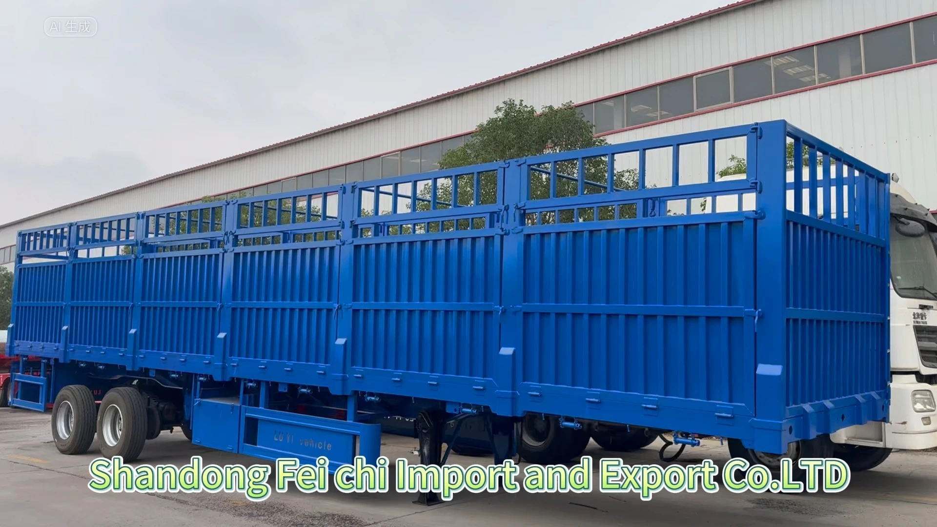 FeiChi Fence Semi Trailer Load 40 Tons,2 Axle Transport Animal Cargo Fence Truck Trailer 1