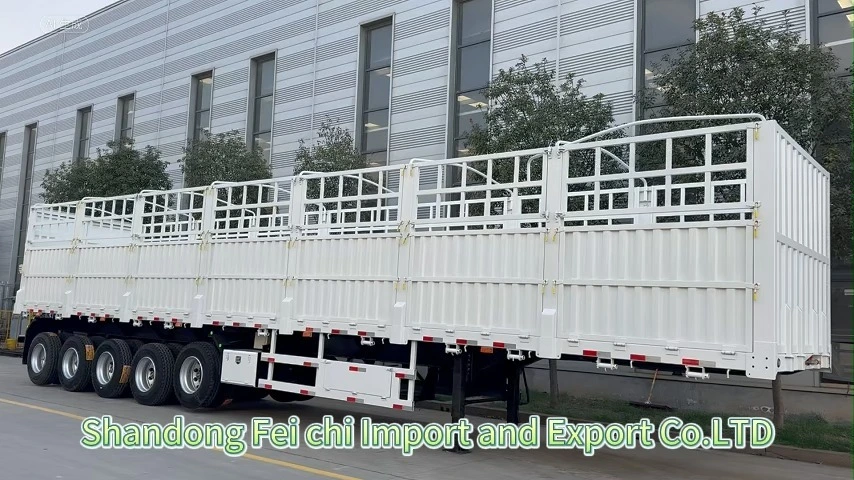5 Axle Fence Cargo Semi Trailer,Transport 100 Tons Animals Livestock Bulk Cargo Truck Trailer 1