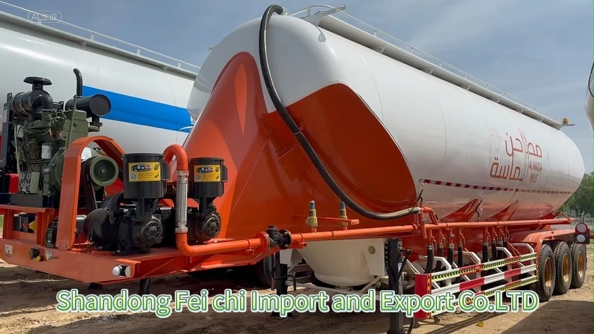 3 Axle Powder Tank Bulk Cement Semi-Trailer 30-48-60 Cubic Meters Carbon Steel Material 1