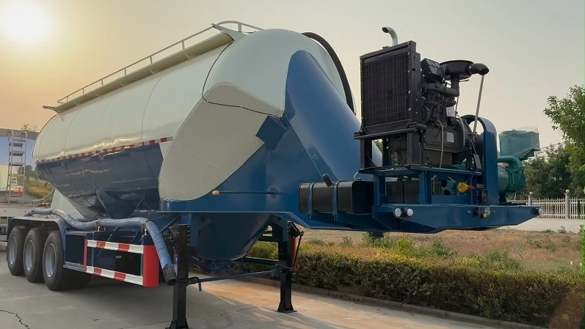 Powder Cement Tanker Semi Trailer Heavy 3 Axle 40 Cbm Vertical Dry Bulk Cement Trailer 1