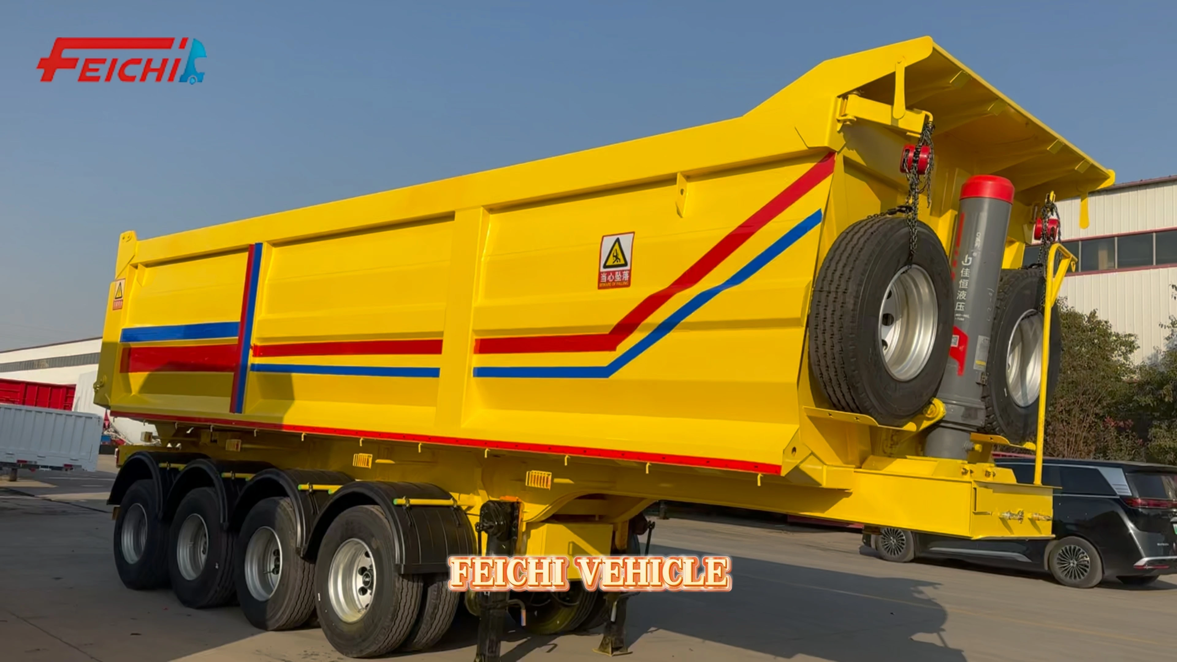 Dump Semi Trailer Transport Sand Stone 4 Axles Steel Rear Tipping Semi Trailer 1