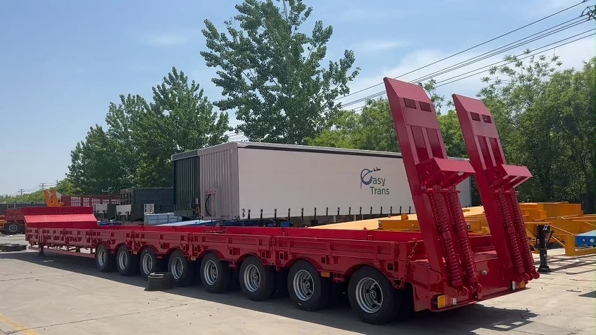 Gooseneck Lowbed Semi Trailer 8-Axle Transport 80-100 Tons Low Flatbed Semi Trailer 1