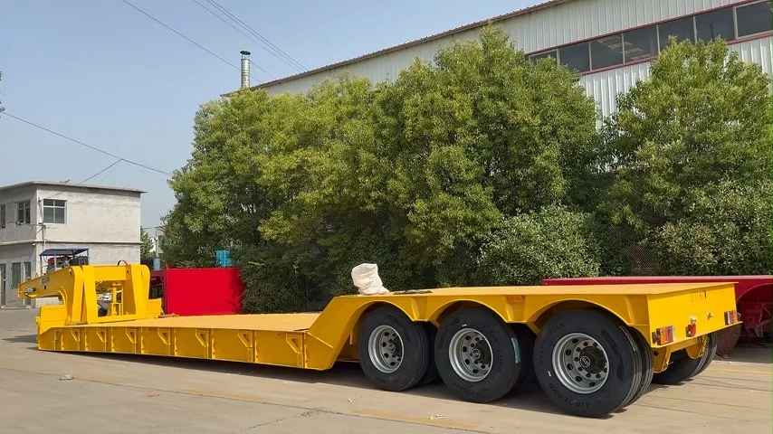 Detachable Gooseneck Lowbed Semi Trailer 3 Axle 60 Ton Lowboy Semi Trailer Excavator Transport 1