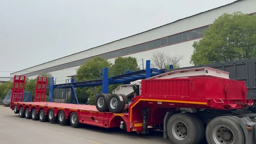 Lowflat Semi Trailer 8 Axle 120 Ton 16-22m Super Heavy-duty Oversized For Long Hauling 1