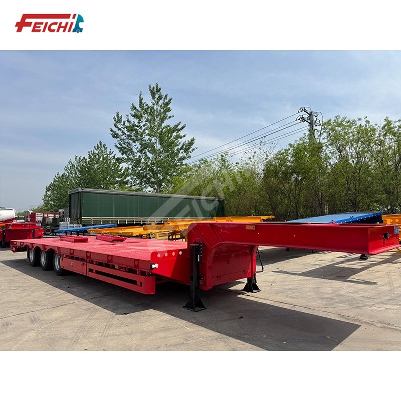 Lowboy Semi Trailer 11m 3-axle 60 Ton Versatile Light-heavy Cargo Transport Lowbed Trailer 1