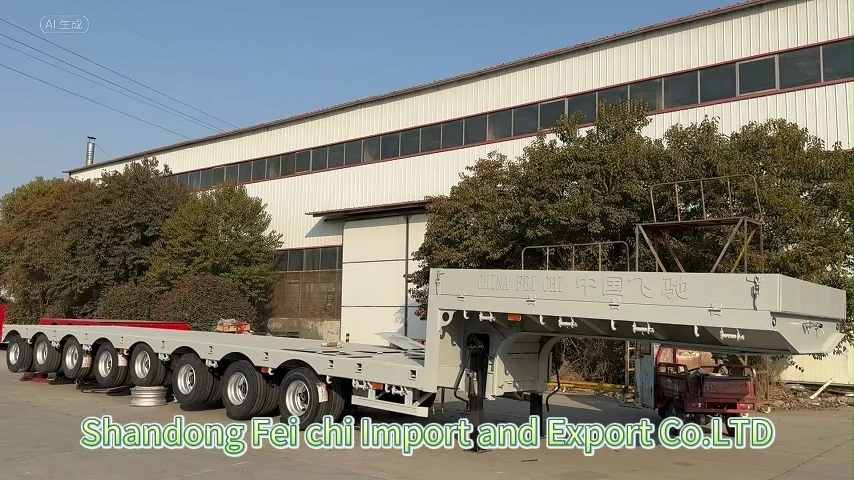 Lowboy Semi Trailer 8 Axle 17m Long Can Be Drawn 7m Transport 80 Tonnes Heavy Haul Trailer 1