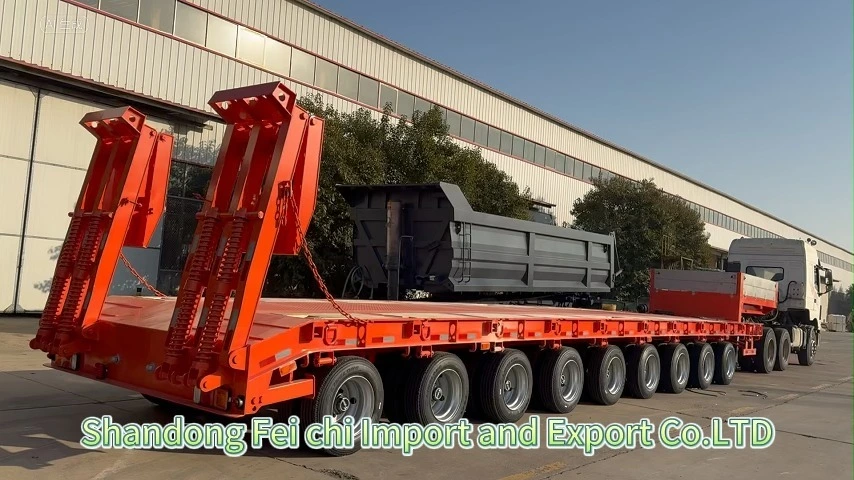 Low Flatbed Semi Trailer 9 Axle 140 Ton 18-24m Super Heavy-duty Oversized Wind Turbine Transport 1