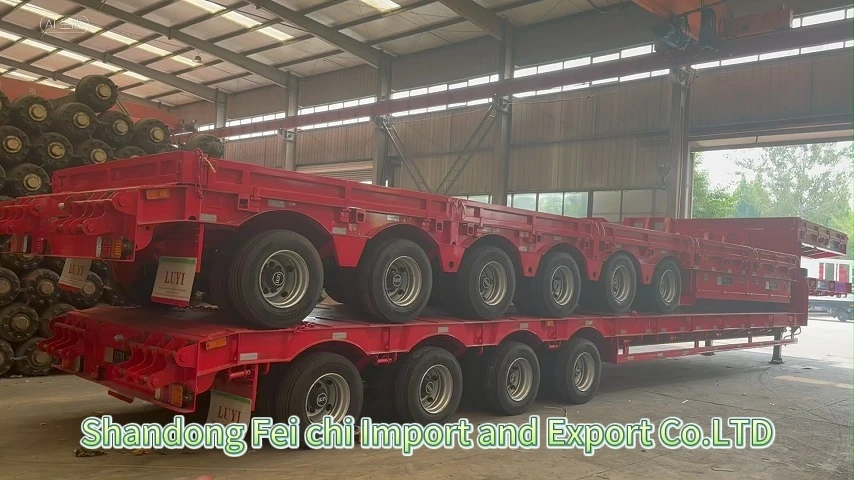 FeiChi Low Flatbed Semi-Trailer 6 Axle Transport Heavy Machinery Gooseneck Low Chassis Semi-Trailer 1