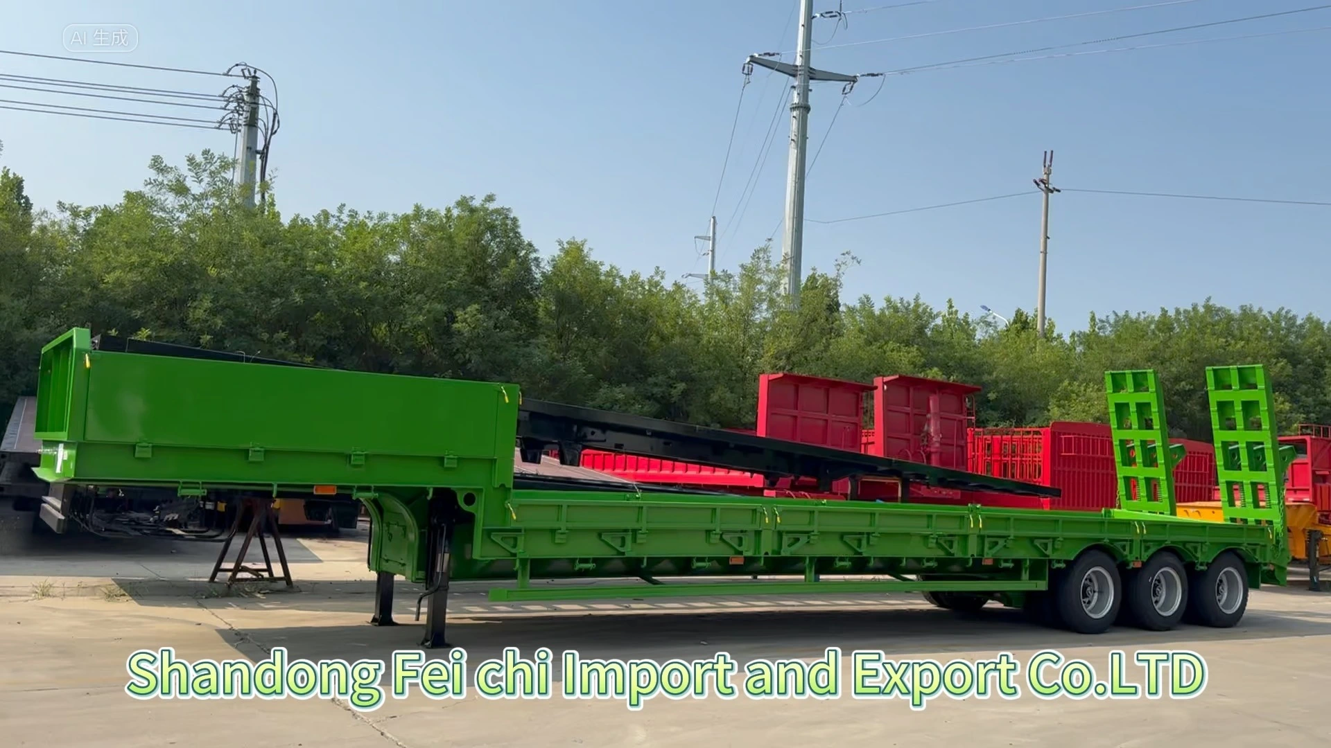 Flat Plate Low Bed Semi Trailer 3-axle 60 Ton 11-13m Versatile Light-heavy Cargo Transport 1