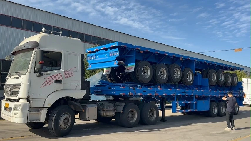 Платформенный прицеп, 4-осный, для перевозки контейнеров, шасси 20/40/53 FT, полуприцеп-платформа. 1